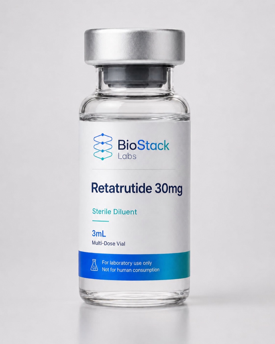 BioStack Labs Retatrutide 30mg research vial.